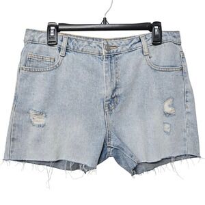 Avec Les Filles Cut Off Denim Jean Jorts Shorts‎ Women 29 Light Wash Distressed